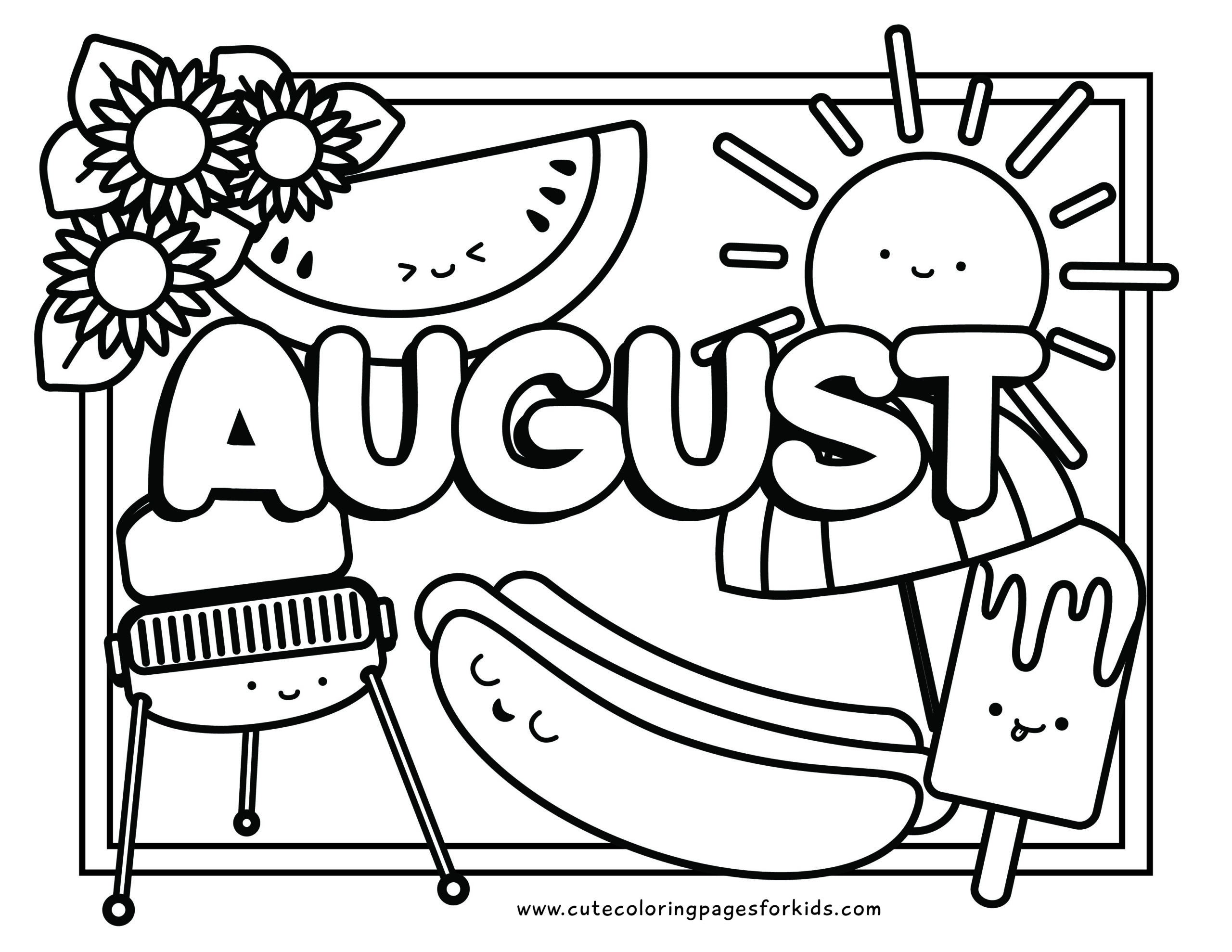 Printable August Coloring Pages Printable August Coloring Pages