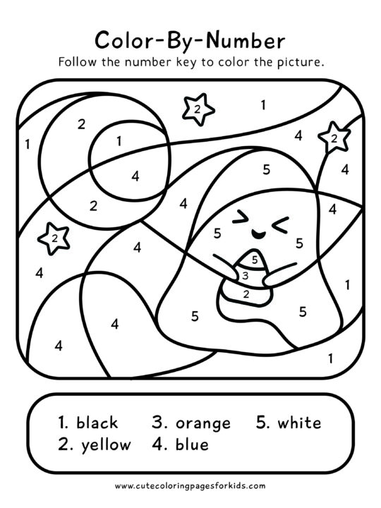color-by-number activity sheet with ghost image