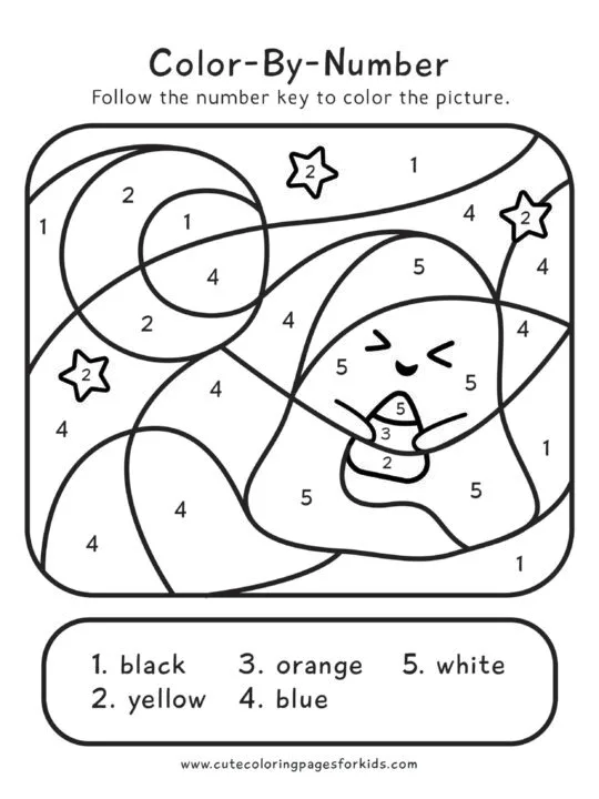 color-by-number activity sheet with ghost image