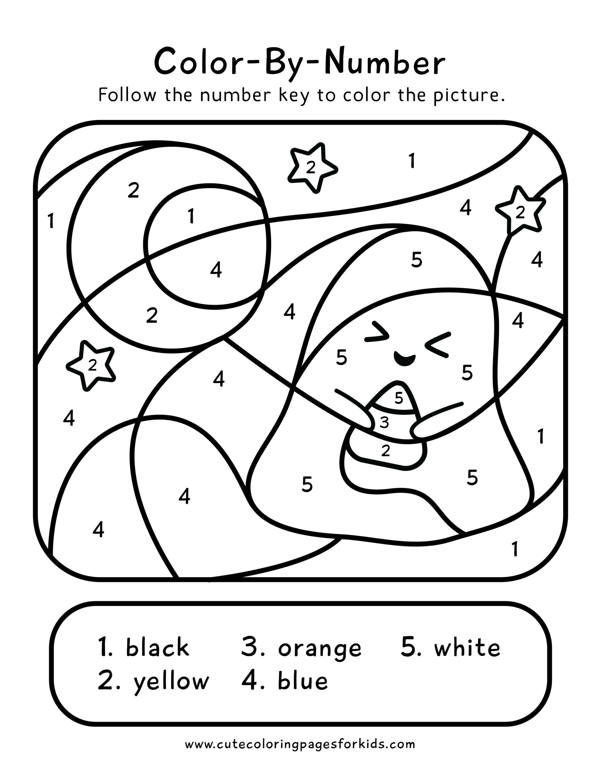 halloween color by number coloring pages