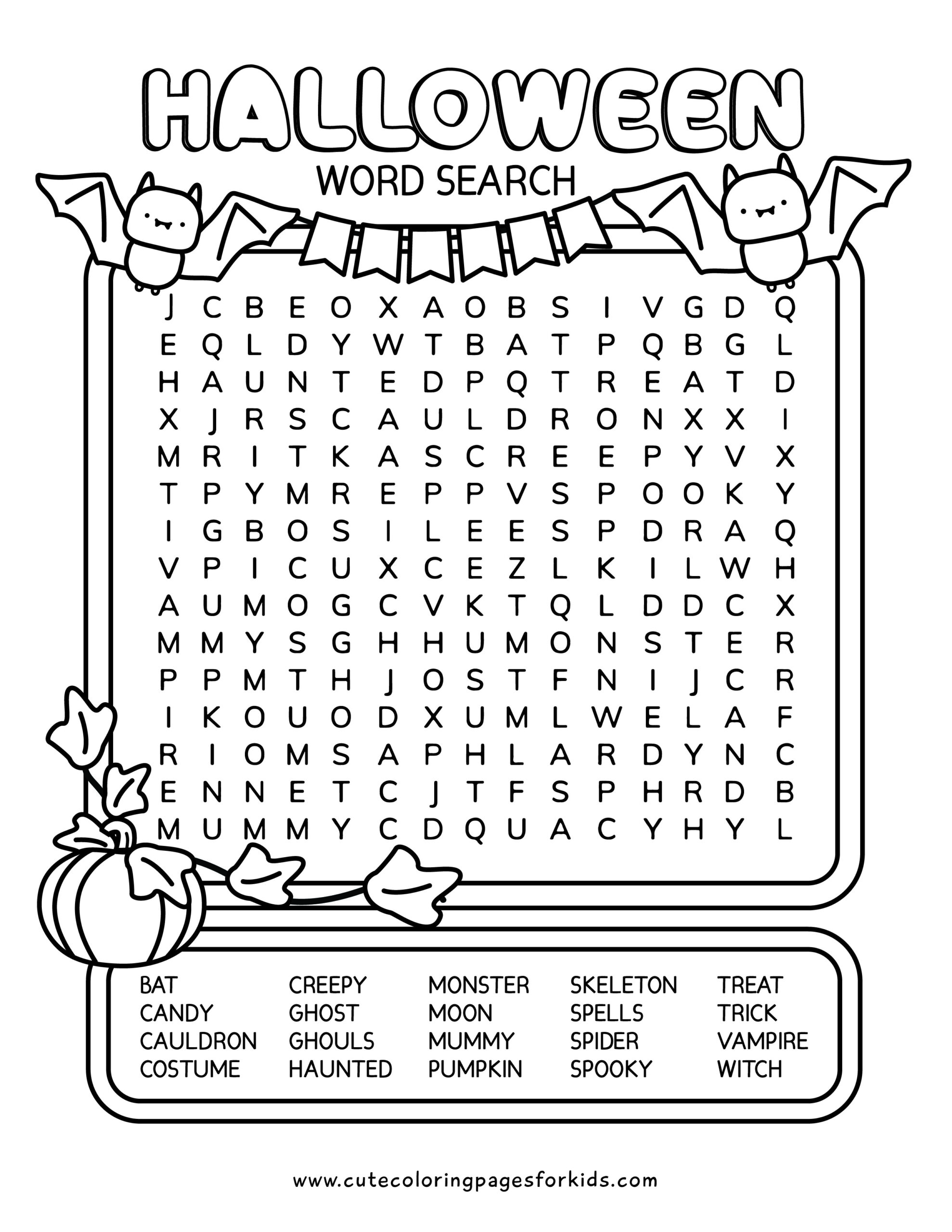 Halloween Word Search Printables Cute Coloring Pages For Kids Halloween Word Search Printables Cute Coloring Pages For Kids
