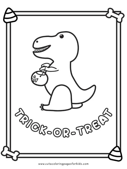 halloween dinosaur trick or treating coloring sheet