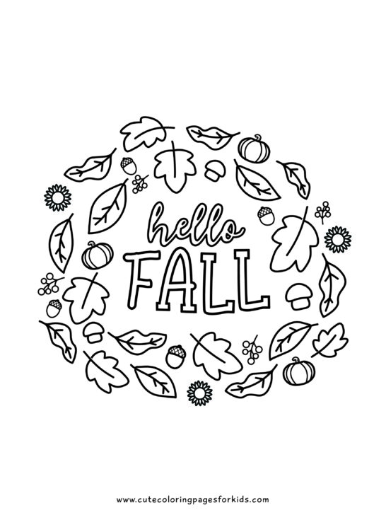 Hello Fall Coloring Book For Kids Ages 8-12: Simple And Easy