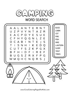 Camping Word Searches - Cute Coloring Pages For Kids