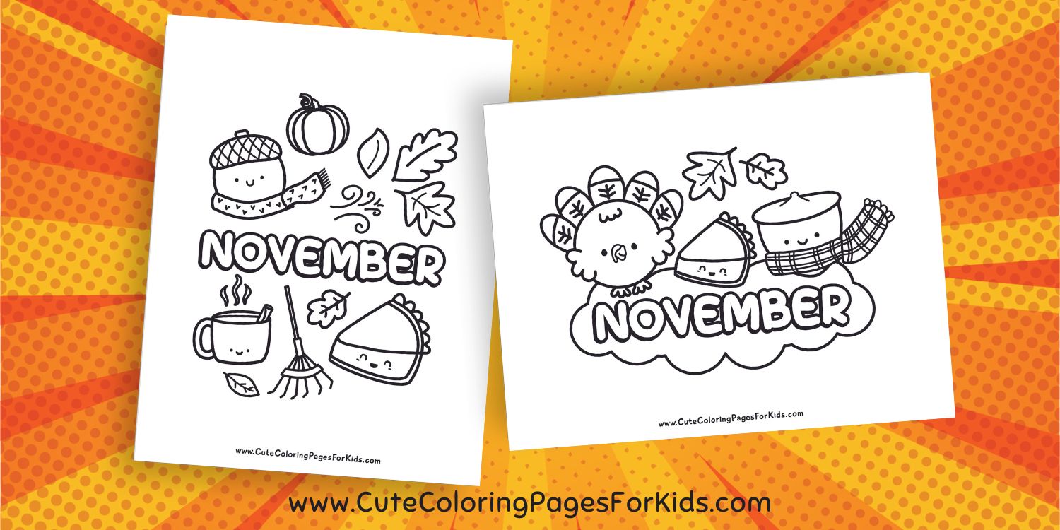 two simple cartoon drawings with the word november