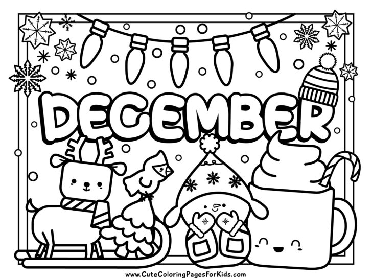 December Coloring Pages: 4 Free Printable Coloring Sheets - Cute