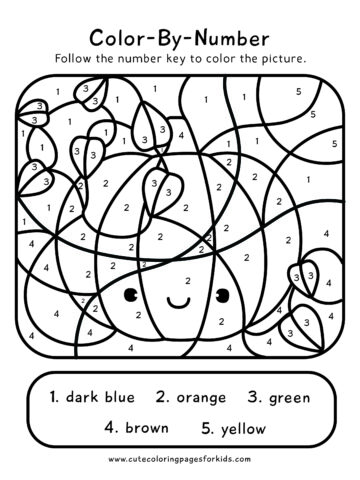cute pumpkin line image as a color-by-number worksheet