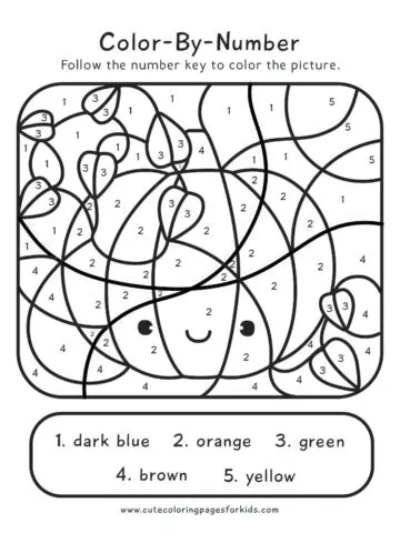 cute pumpkin line image as a color-by-number worksheet