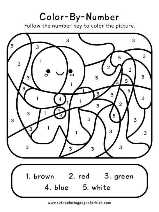 black and white color by number sheet with squiggly lines