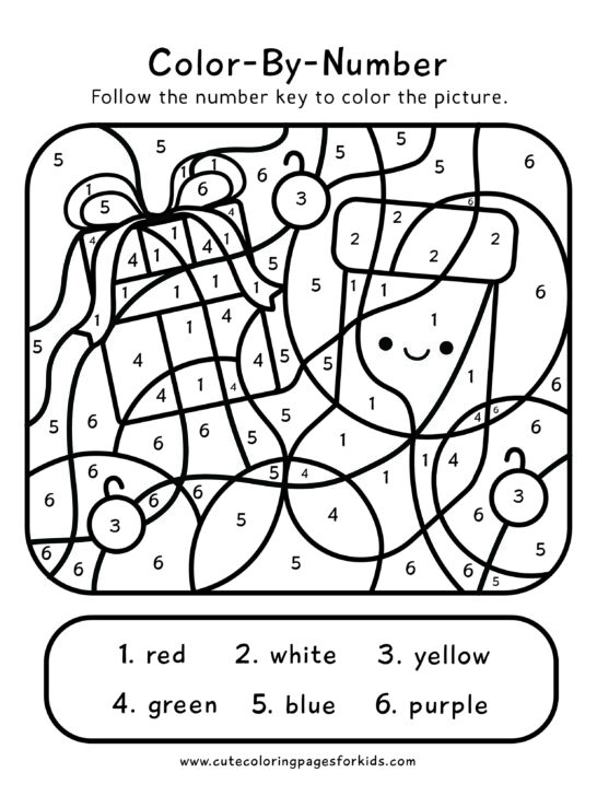 Free Printable Christmas Color by Number Worksheet - Pjs and Paint