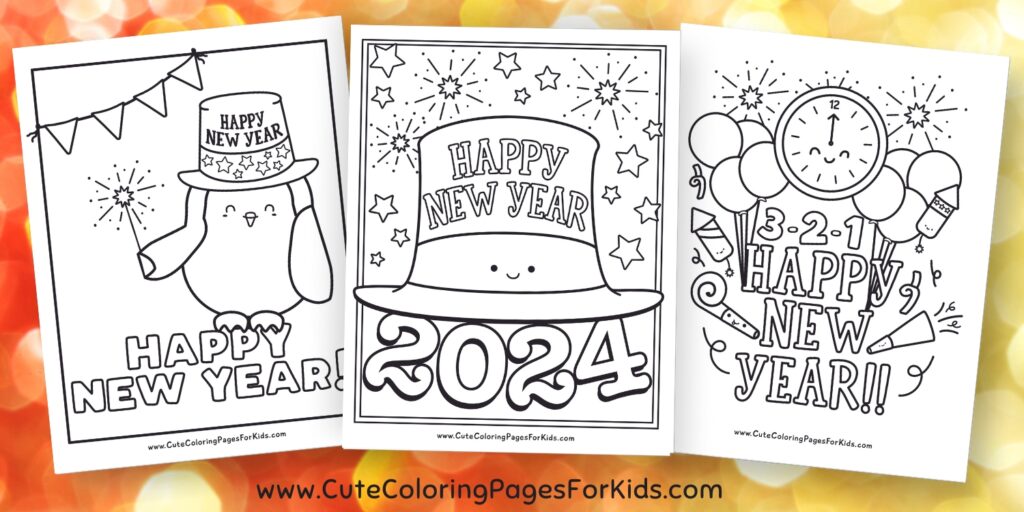 New Year's Coloring Pages Free Printables for 2025 Cute Coloring