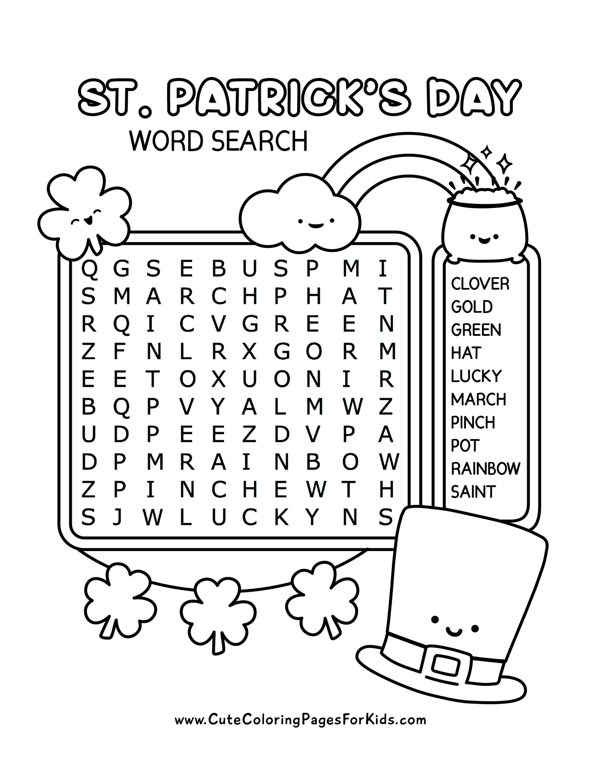 st patricks day word search pdf