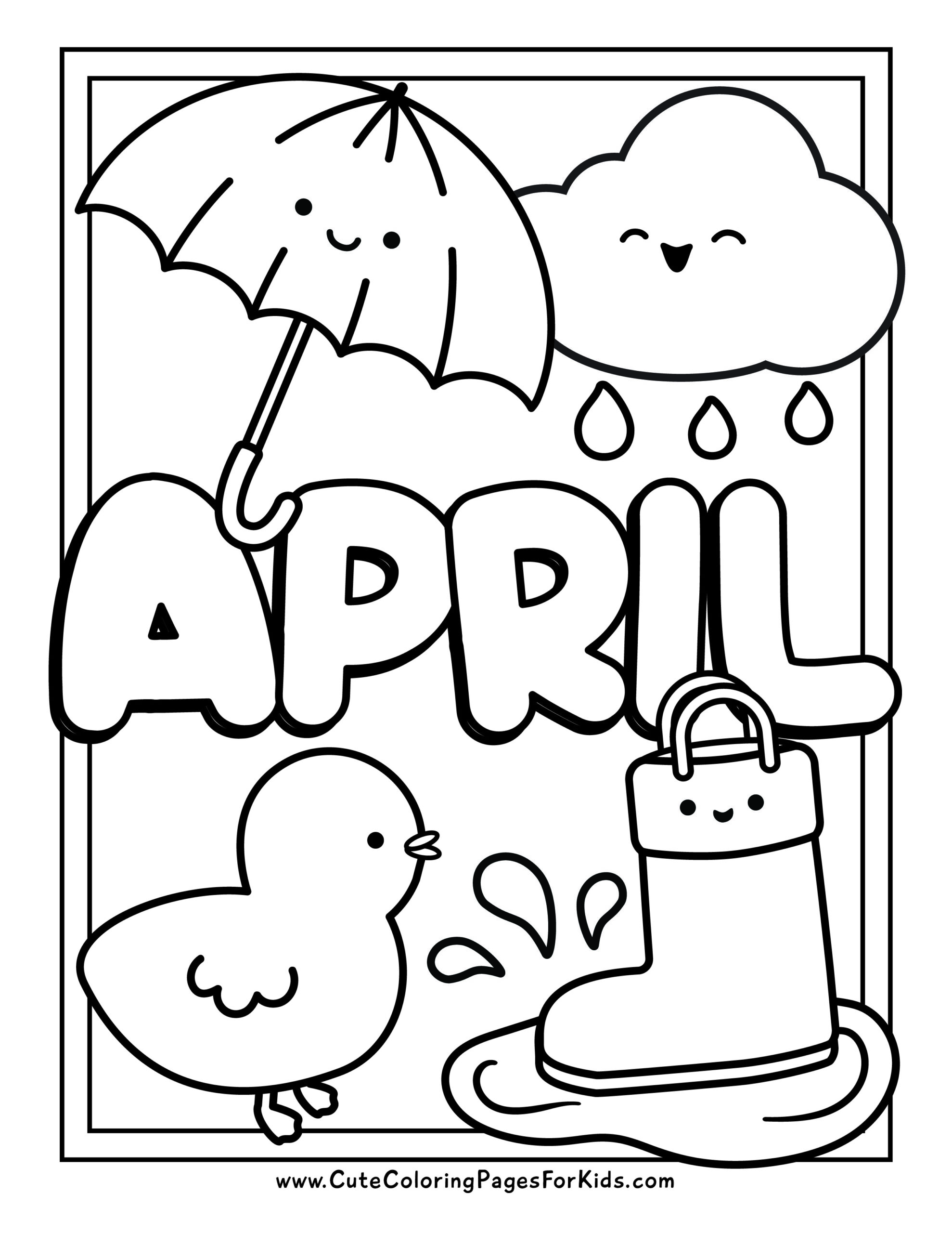 April Coloring Pages Cute Coloring Pages For Kids April Coloring Pages Cute Coloring Pages For Kids