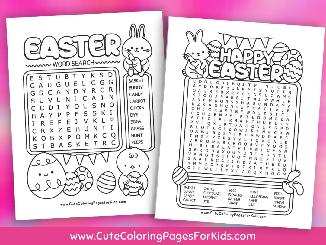 Easter Word Search Free Printable Activity for Kids Cute Coloring