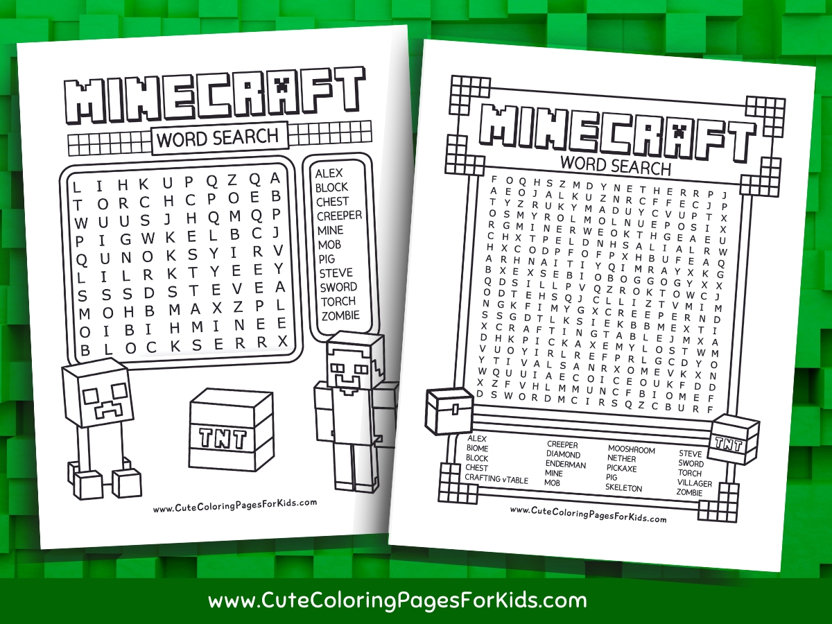 Minecraft Word Search (Free Printable PDF) Cute Coloring Pages For Kids