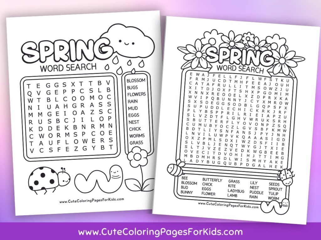 Free Printable Spring Word Search for Kids - Cute Coloring Pages For Kids