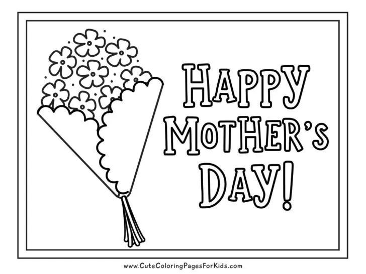 drawing of a bouquet with the words Happy Mother's Day