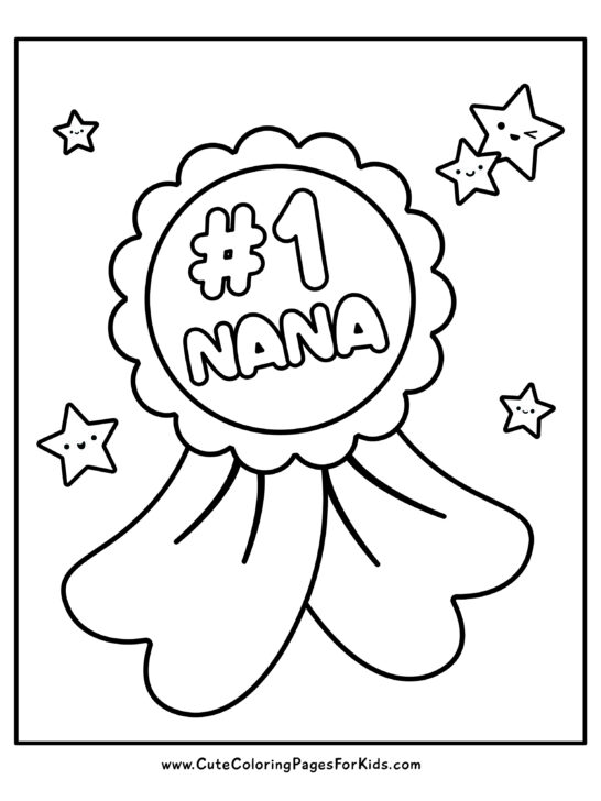 coloring page for Nana with picture of #1 Grandma ribbon