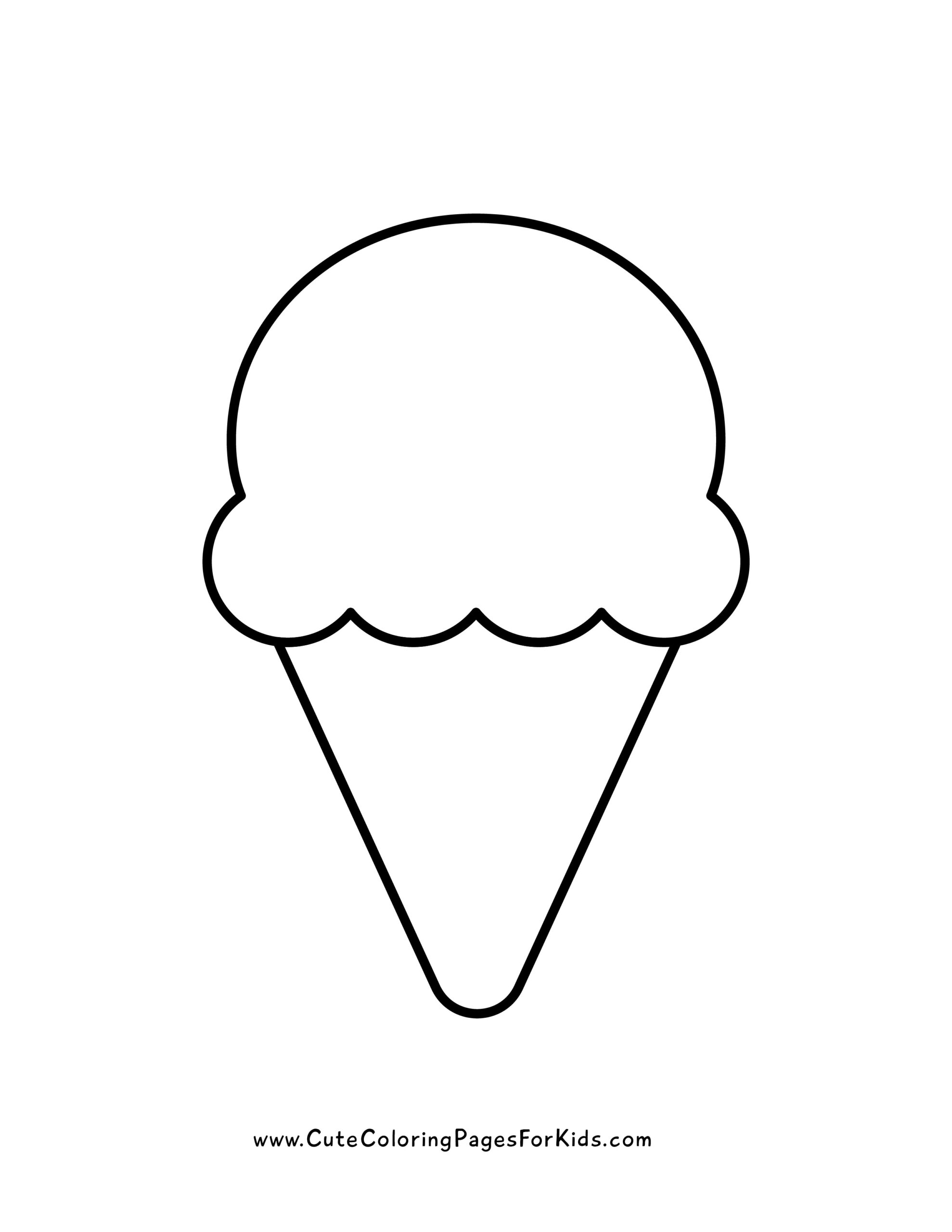picture of simple ice cream cone outline for template