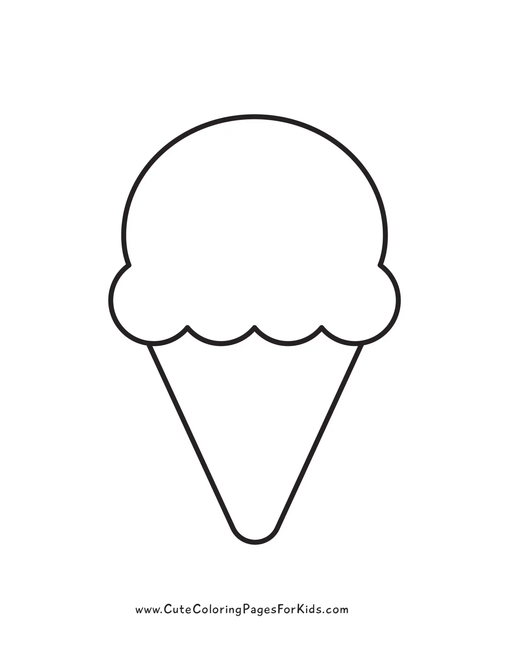 picture of simple ice cream cone outline for template