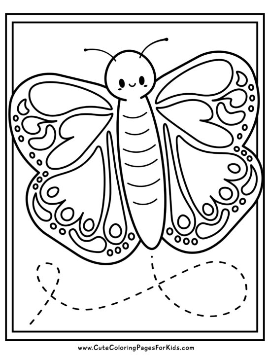cute butterfly coloring page with swirls