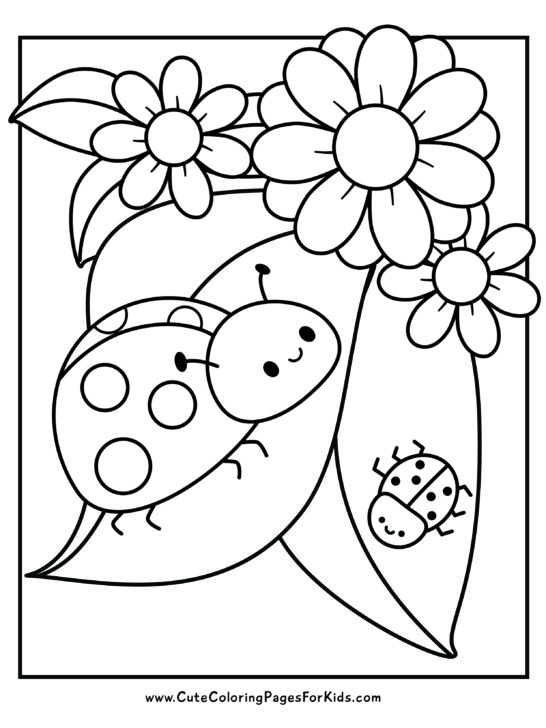 coloring sheet of two cute butterflies on leaves with flowers