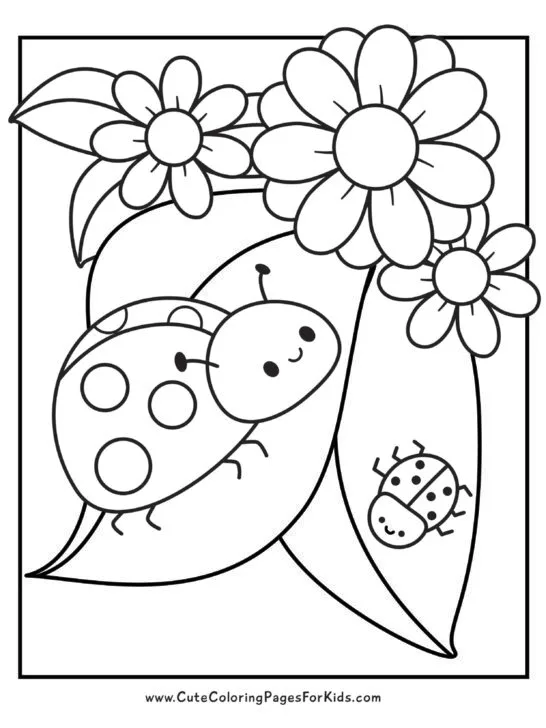coloring sheet of two cute butterflies on leaves with flowers