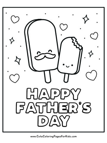 Cute popsicles Father's Day coloring page