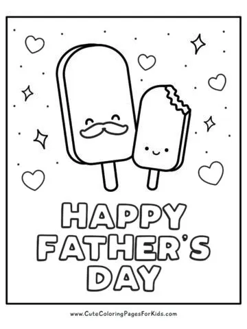 Cute popsicles Father's Day coloring page