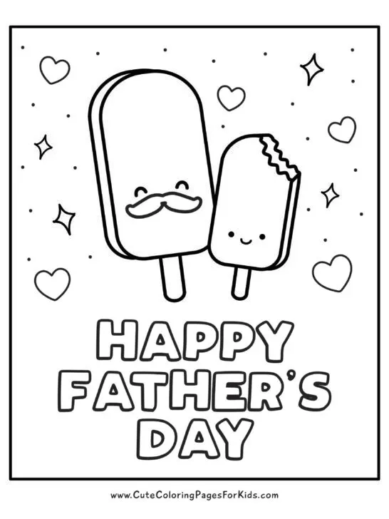 Cute popsicles Father's Day coloring page