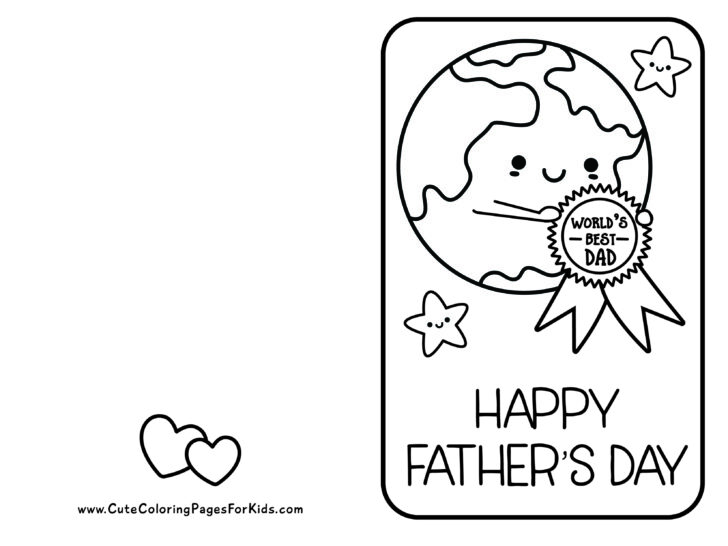 Father's Day coloring page foldable card