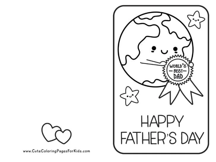 Father's Day coloring page foldable card