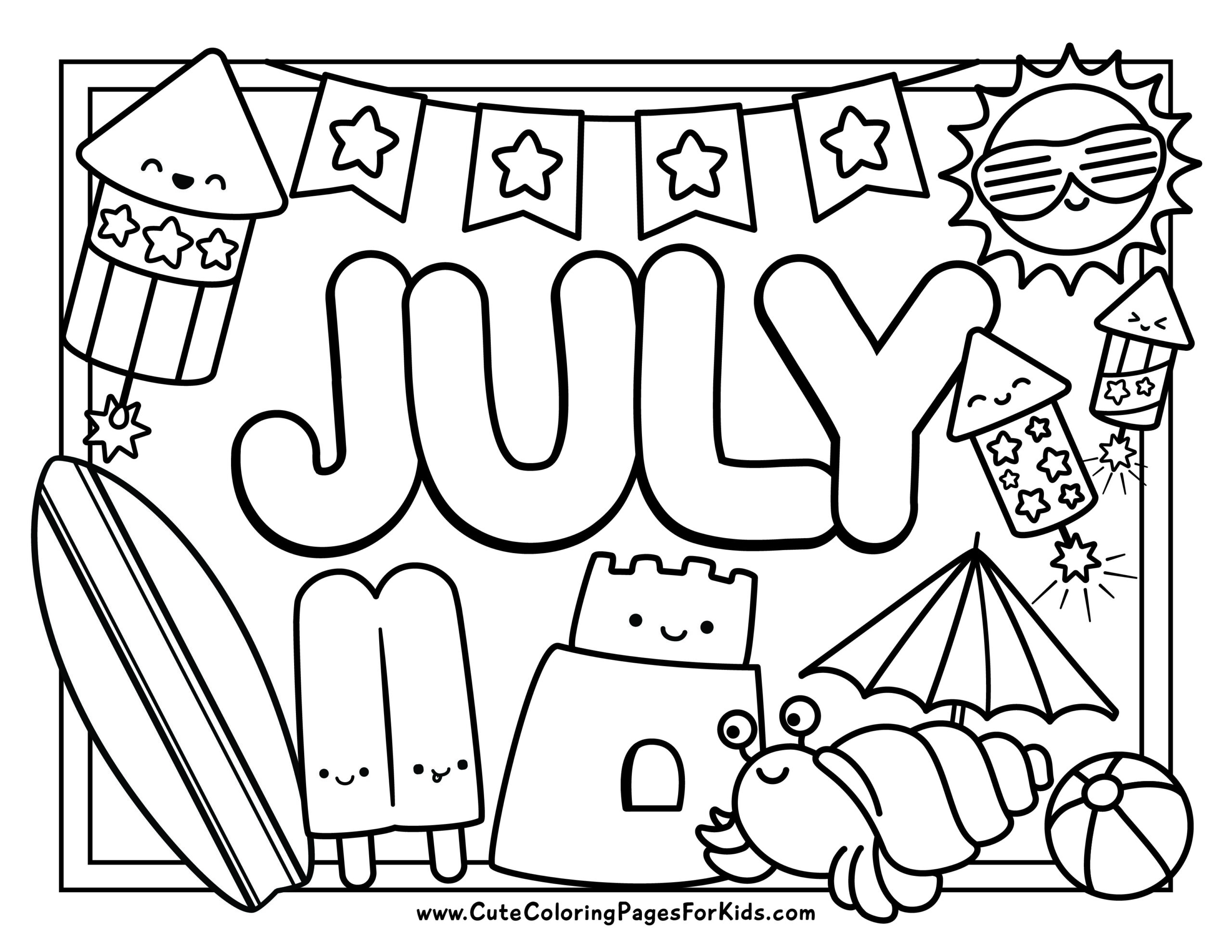 July coloring pages cute coloring pages for kids