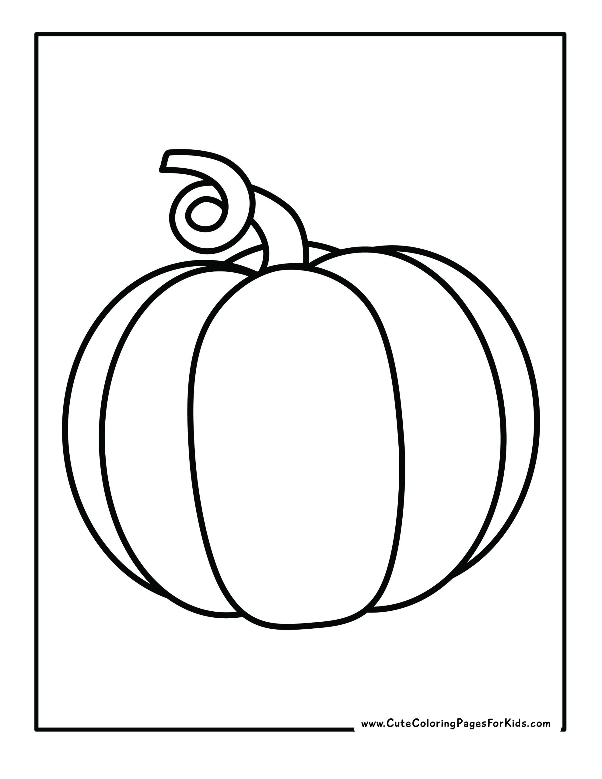 Simple pumpkin coloring page with pictures of basic pumpkin with curly stems.