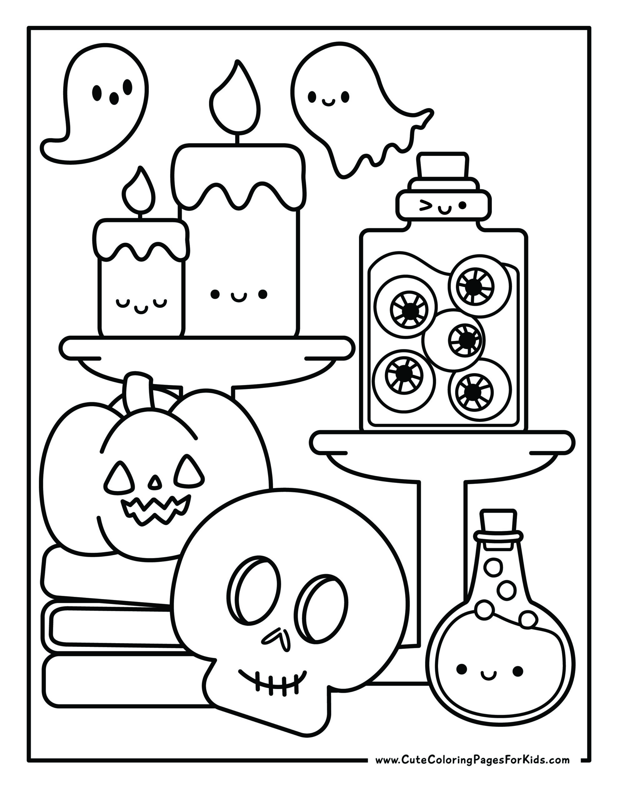 18 Cute Halloween Coloring Pages (Free Printable PDFs) Cute Coloring