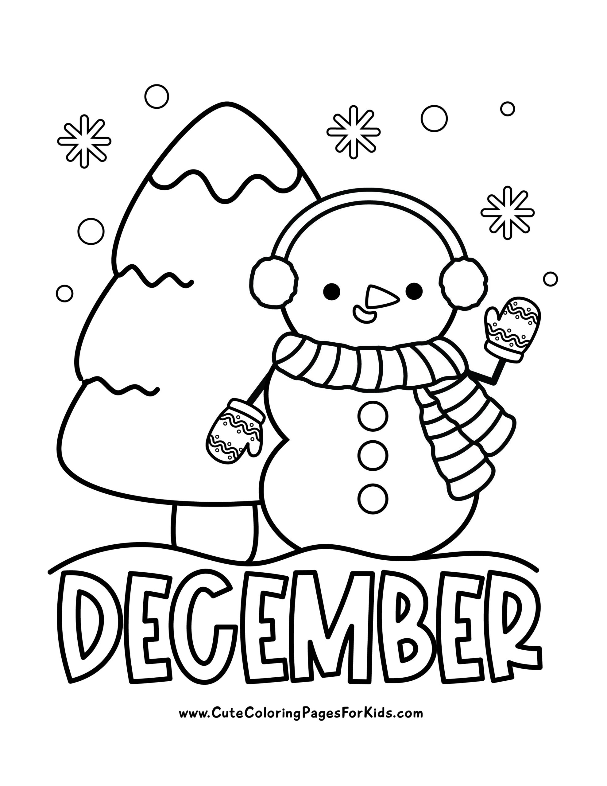 December Coloring Pages 4 Free Printable Coloring Sheets Cute Coloring Pages For Kids
