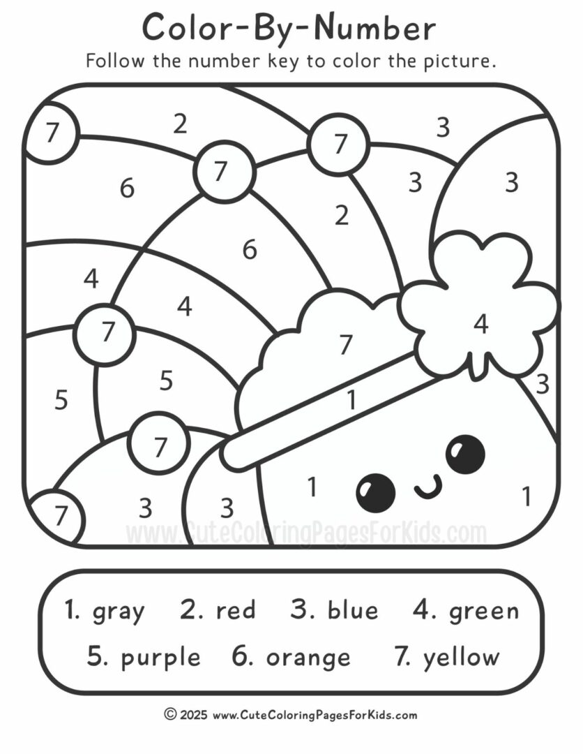 St patrick s day color by number printables cute coloring pages for kids