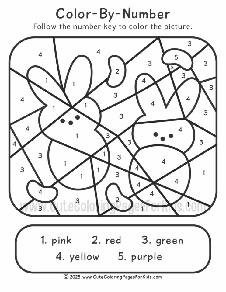 Easter color by number printables cute coloring pages for kids