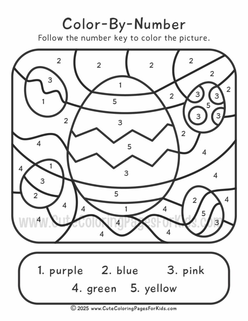Easter color by number printables cute coloring pages for kids