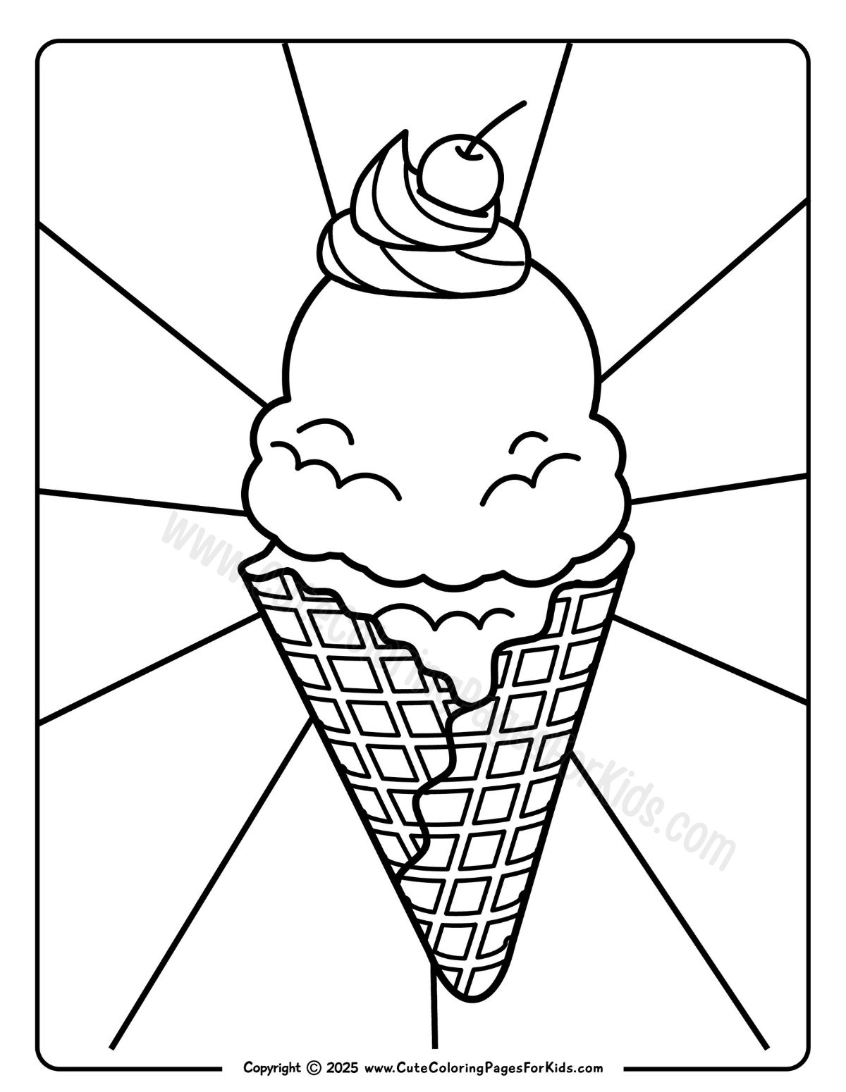 waffle cone ice cream coloring page