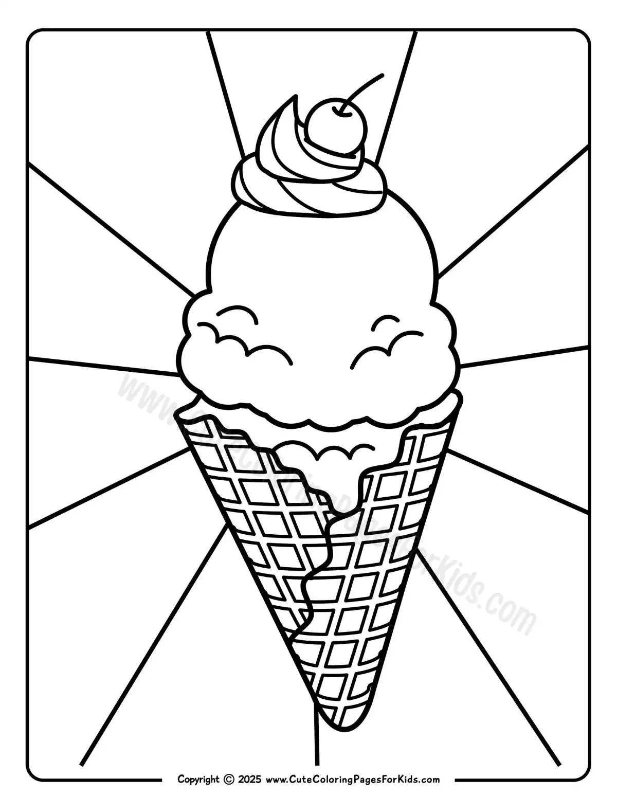waffle cone ice cream coloring page