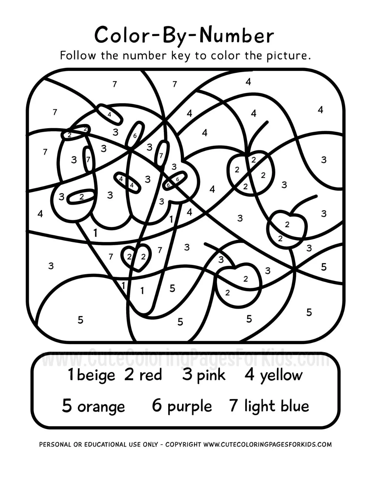 ice cream color by number sheet