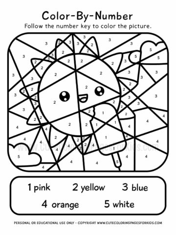 sunshine and popsicle color by number page