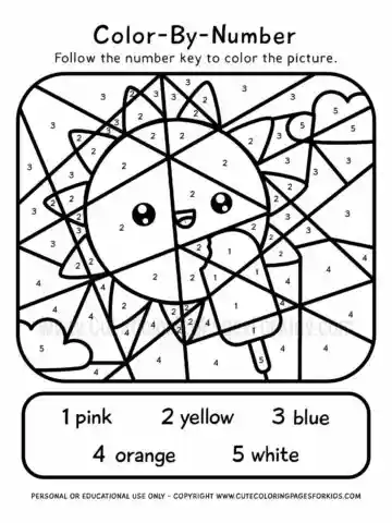 sunshine and popsicle color by number page