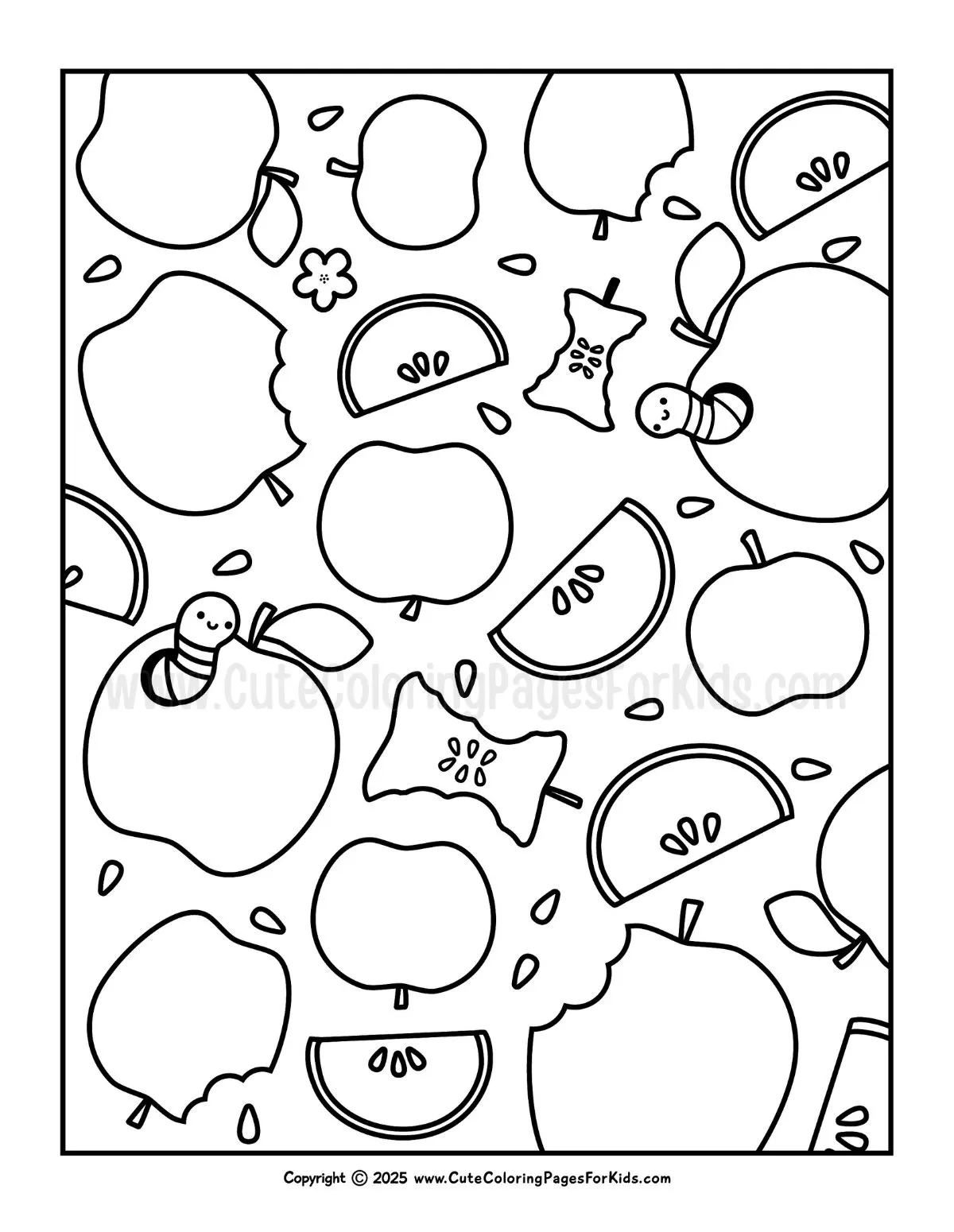 full page apple pattern coloring sheet