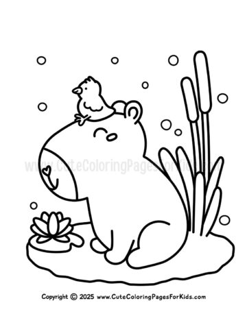 cute capybara coloring page