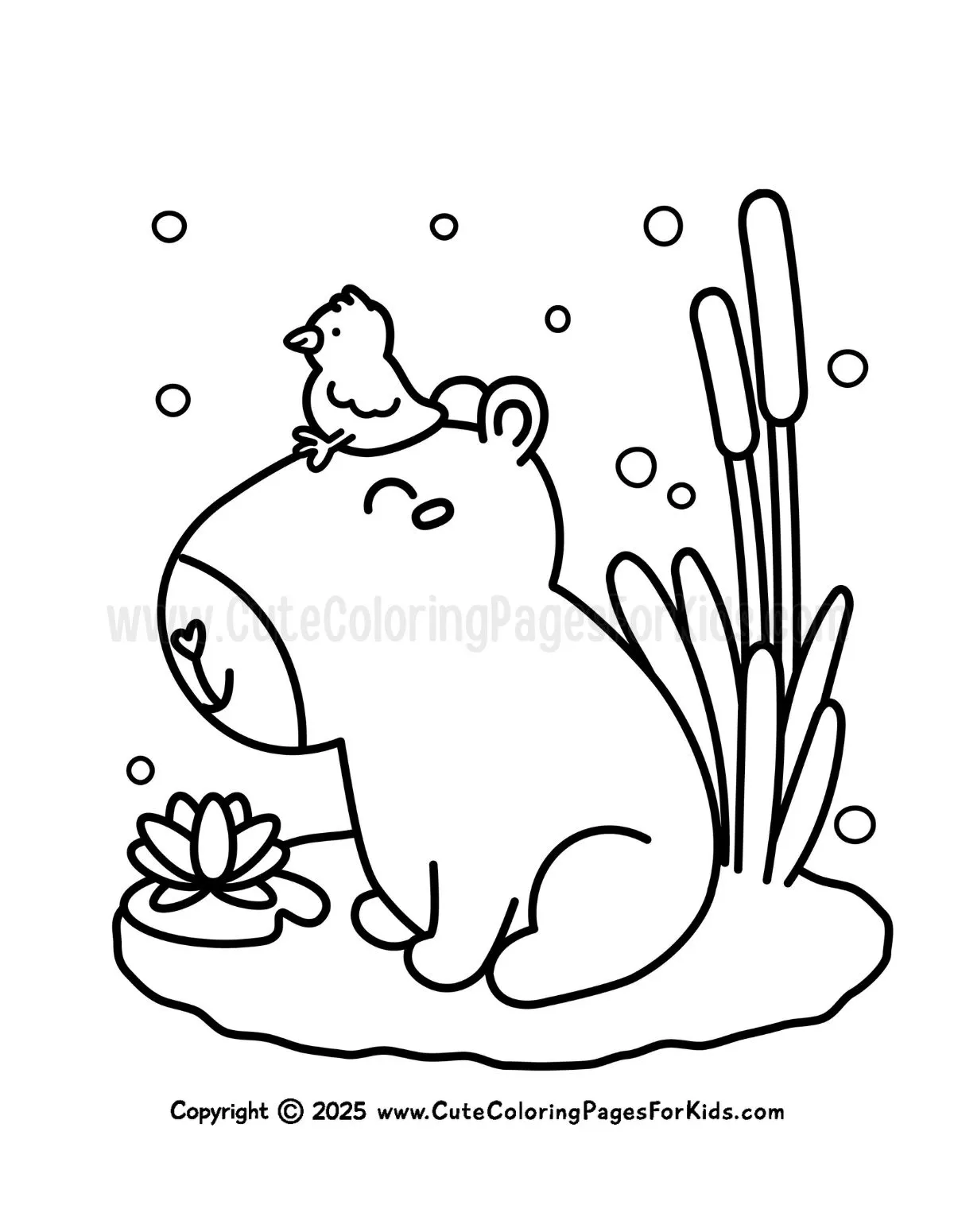 cute capybara coloring page