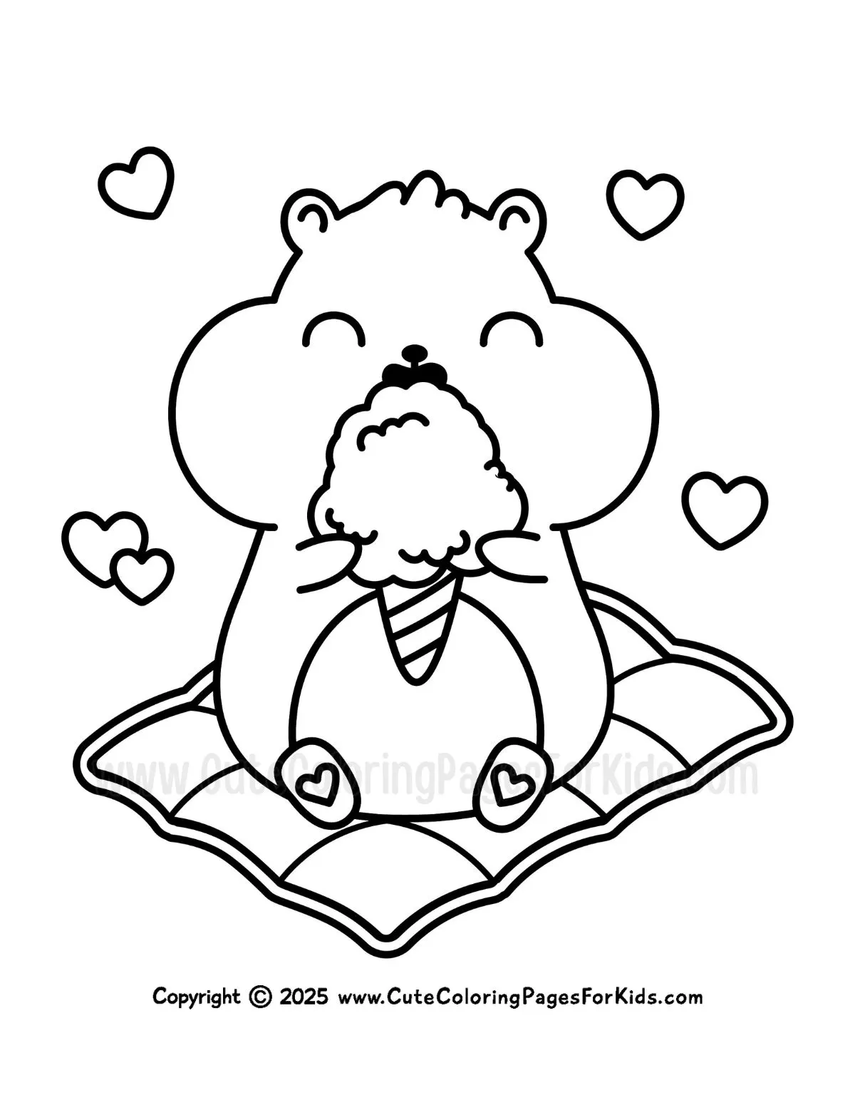 hamster eating cotton candy coloring page