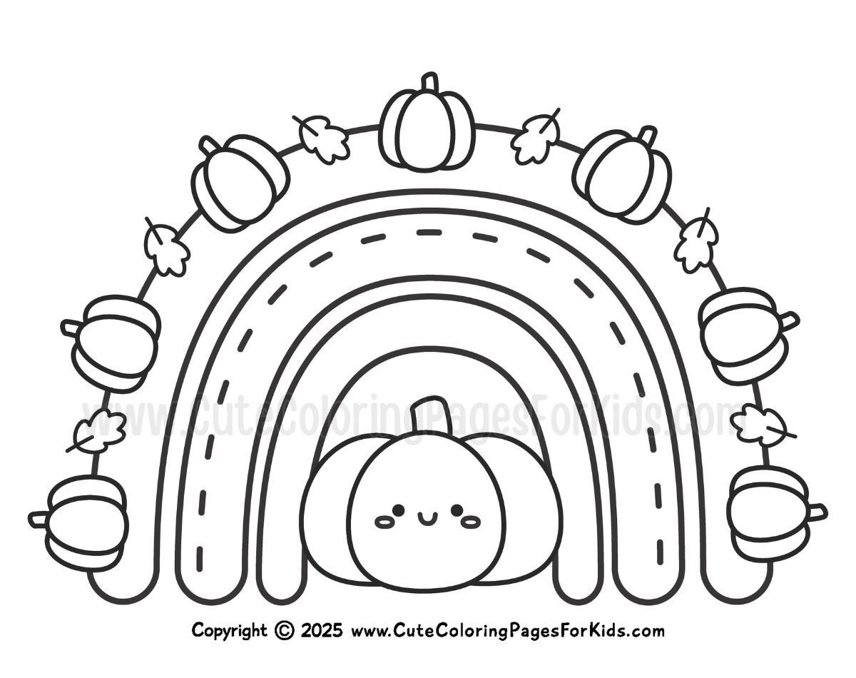 pumpkin themed rainbow picture to color