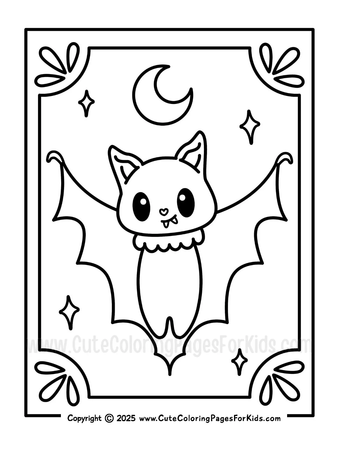 vampire bat with moon coloring page